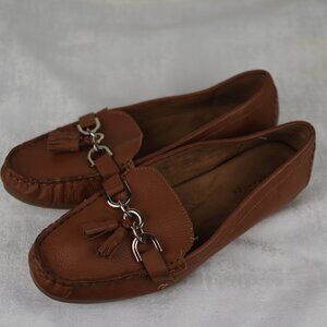 AEROSOLES 9.5 WOMES SHOES LOAFERS BROWN LEATHER